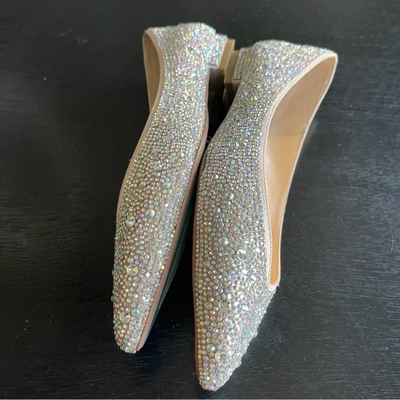 BETSEY JOHNSON Nude Rhinestone Flats Shoes - Picture 8 of 12